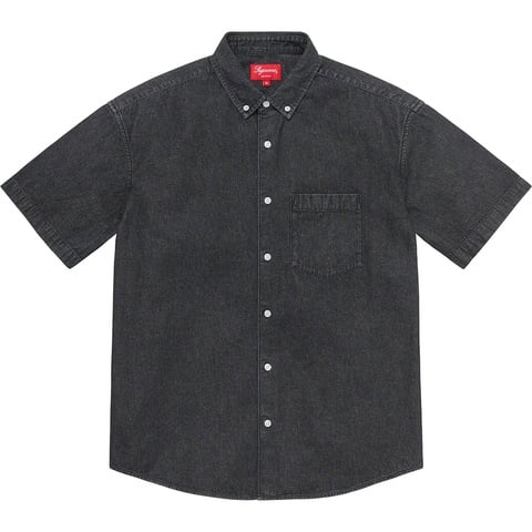Supreme Embossed Denim S/S Shirt -  Black