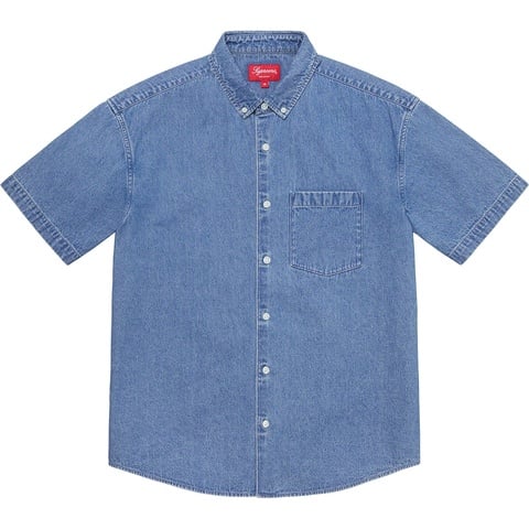 Supreme Embossed Denim S/S Shirt - Blue