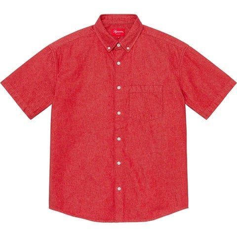 Supreme Embossed Denim S/S Shirt - Red