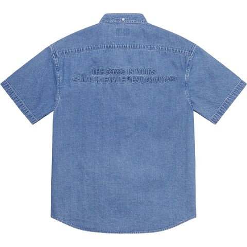 Supreme Embossed Denim S/S Shirt - Blue