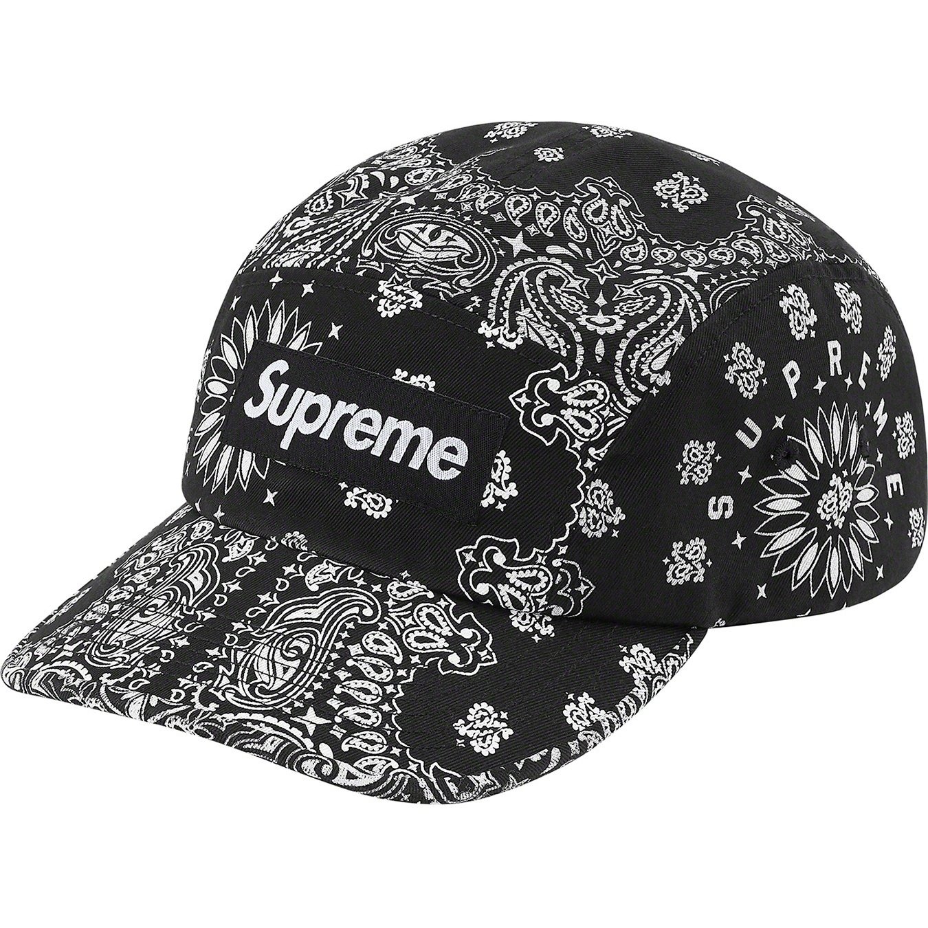 Supreme Bandana Camp Cap (SS21) - Black - $48