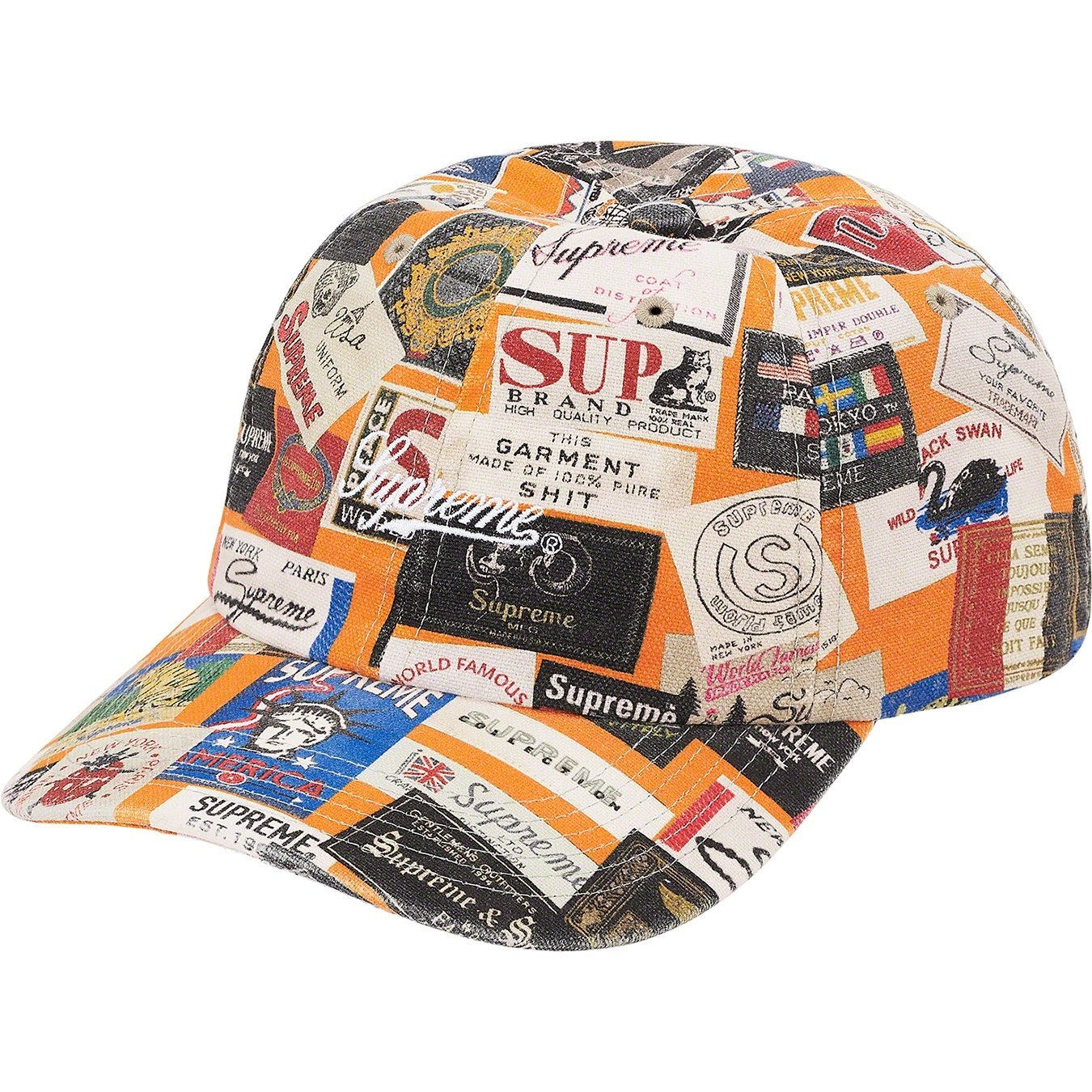 Supreme Labels 6-Panel (SS21) - Orange - $48