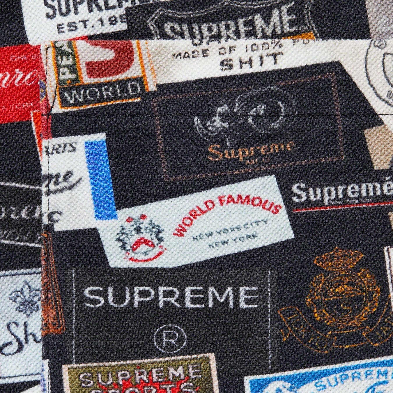 Supreme Labels Pique Short (SS21) - Black - $110