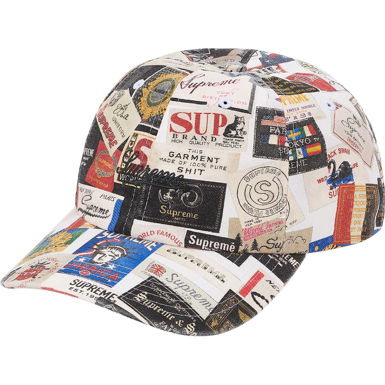 Supreme Labels 6-Panel (SS21) - White - $48