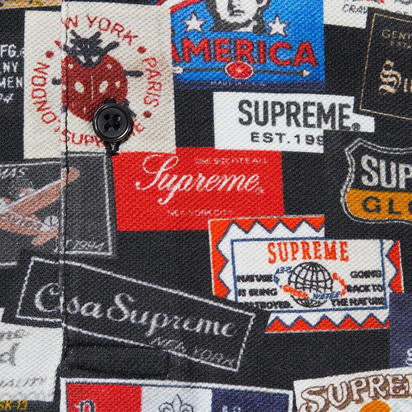 Supreme Labels Polo (SS21) - Black - $110