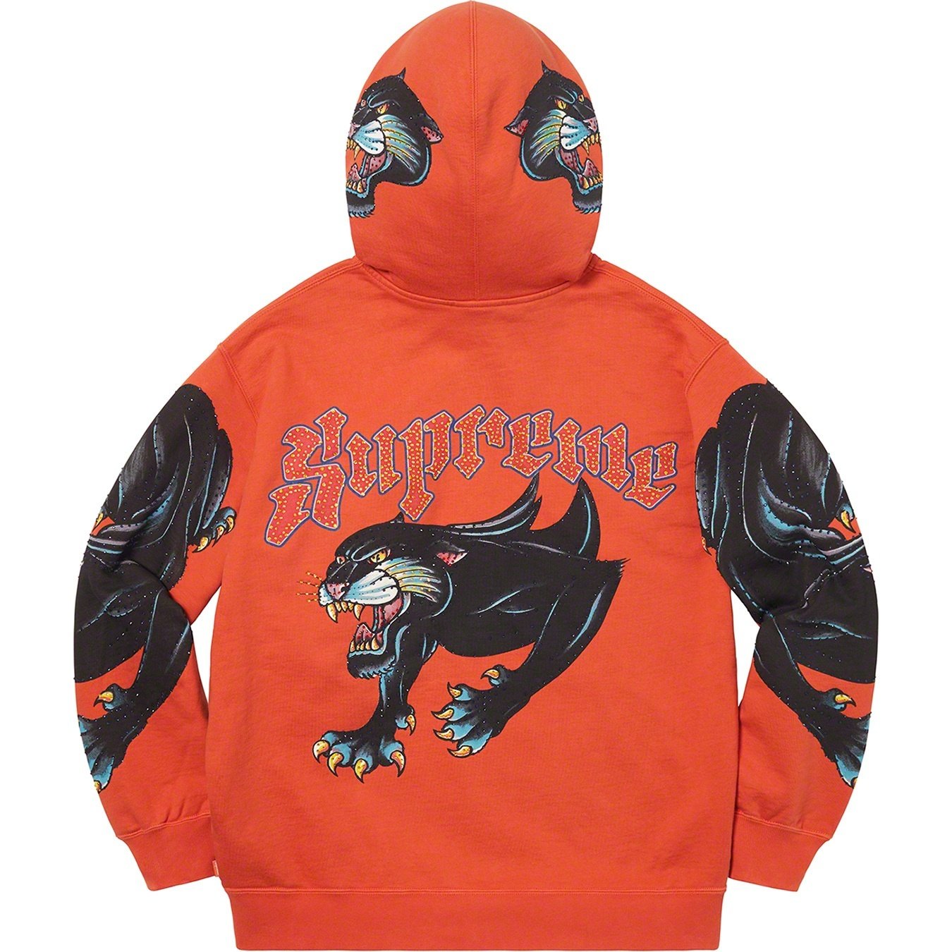 Supreme Panther Zip Up Hooded Sweatshirt (SS21) - Burnt Orange - $168
