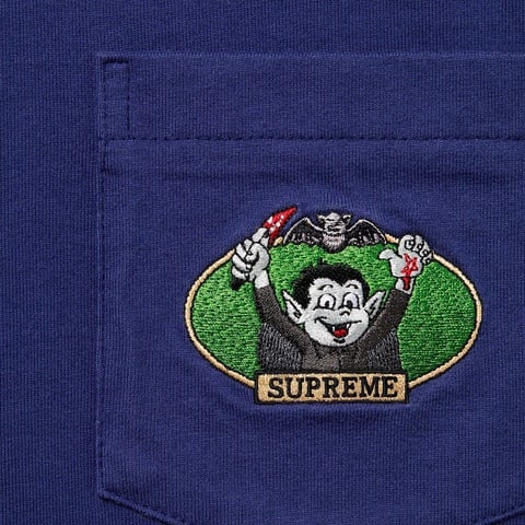 Supreme Vampire Boy L/S Pocket Tee - Washed Navy