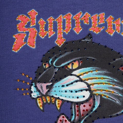 Supreme Panther Zip Up Hooded Sweatshirt - Washed Navy