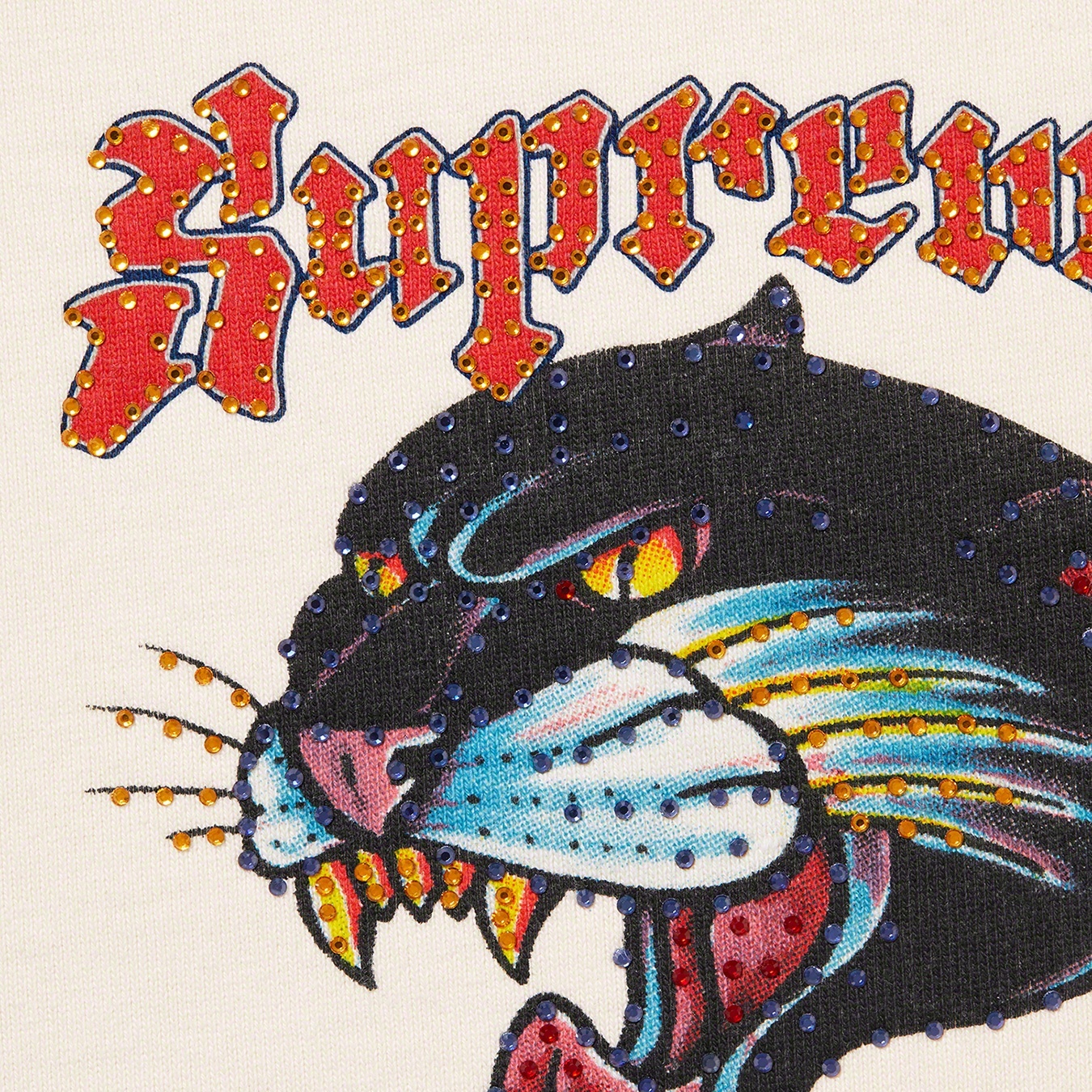 Supreme Panther Zip Up Hooded Sweatshirt (SS21) - Natural - $168