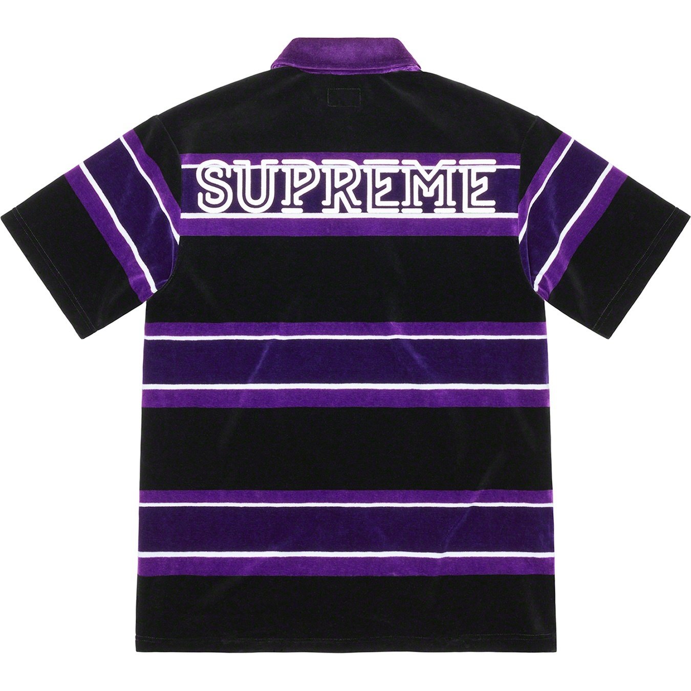 Supreme Stripe Velour Polo (SS21) - Black - $110