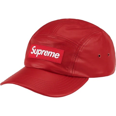 Supreme Leather Camp Cap - Red