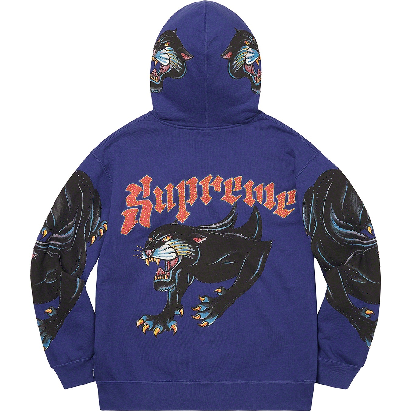 Supreme Panther Zip Up Hooded Sweatshirt (SS21) - Washed Navy - $168