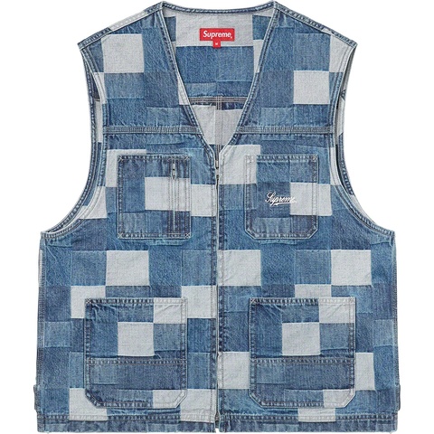 Supreme Patched Denim Vest - Blue