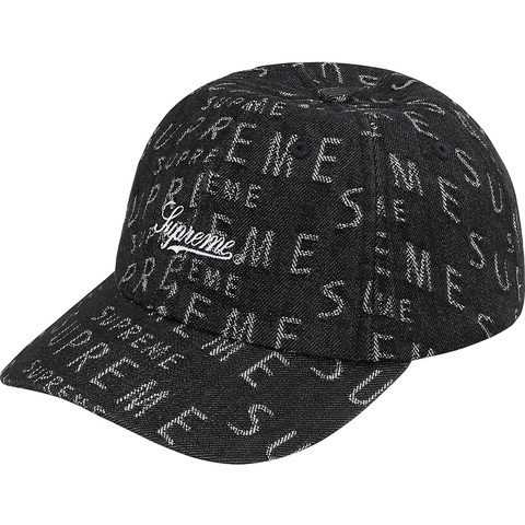Supreme Warp Jacquard Logos Denim 6-Panel - Black