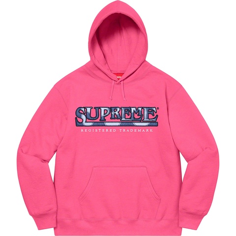Supreme Denim Logo Hooded Sweatshirt - Magenta