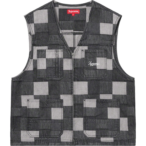 Supreme Patched Denim Vest - Black