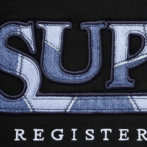 Supreme Denim Logo Hooded Sweatshirt - Black