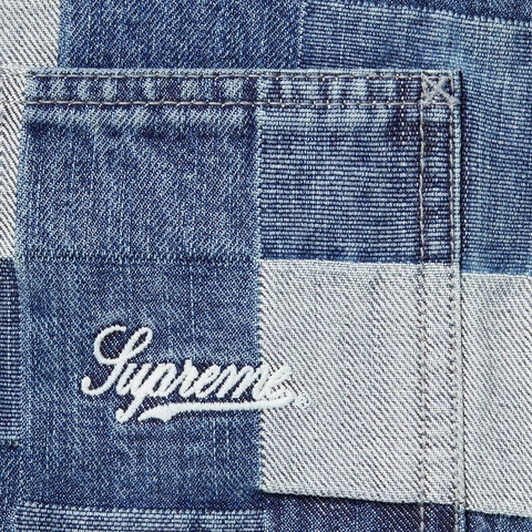Supreme Patched Denim Vest - Blue