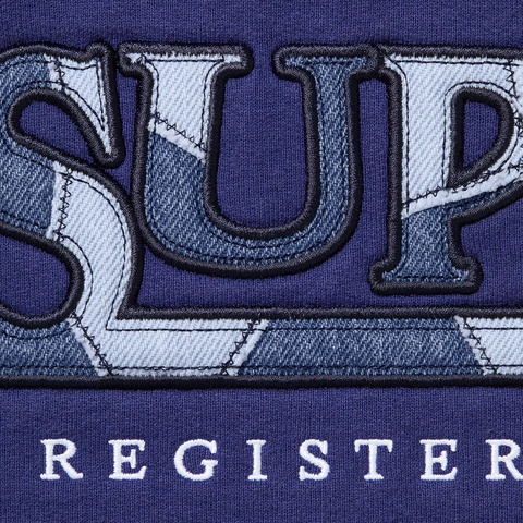 Supreme Denim Logo Hooded Sweatshirt - Washed Navy