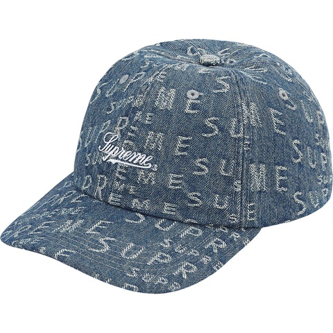 Supreme Warp Jacquard Logos Denim 6-Panel - Blue