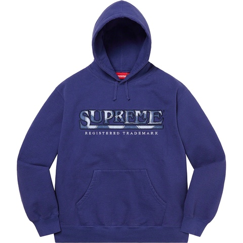 Supreme Denim Logo Hooded Sweatshirt - Washed Navy