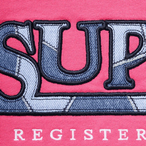 Supreme Denim Logo Hooded Sweatshirt - Magenta