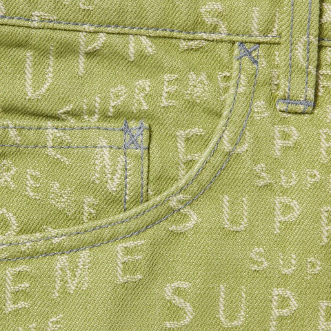 Supreme Warp Jacquard Logos Denim Painter Short - Sage