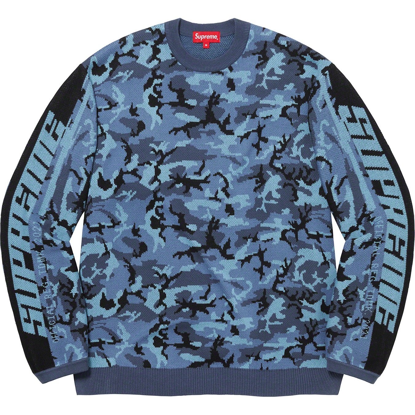 Supreme Sleeve Stripe Sweater (FW21) - Blue Camo - $138