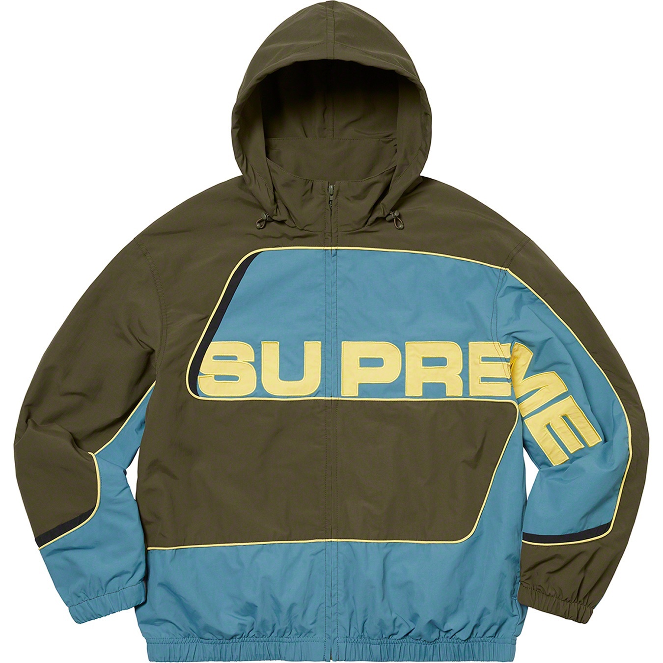 Supreme S Paneled Track Jacket (FW21) - Olive - $168