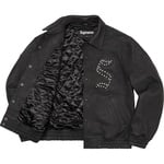 Supreme Pebbled Leather Varsity Jacket (FW21) - Black