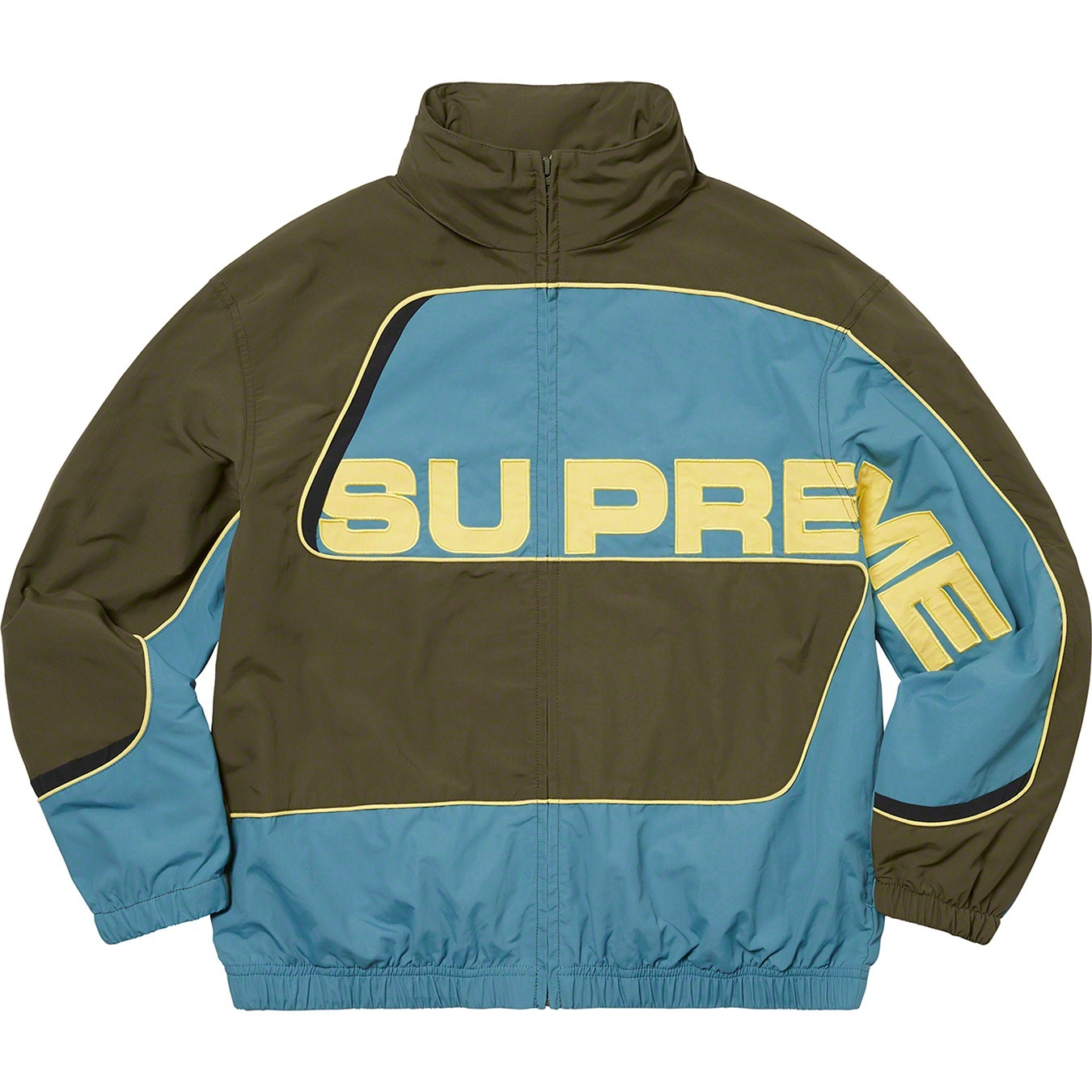 Supreme S Paneled Track Jacket (FW21) - Olive - $168