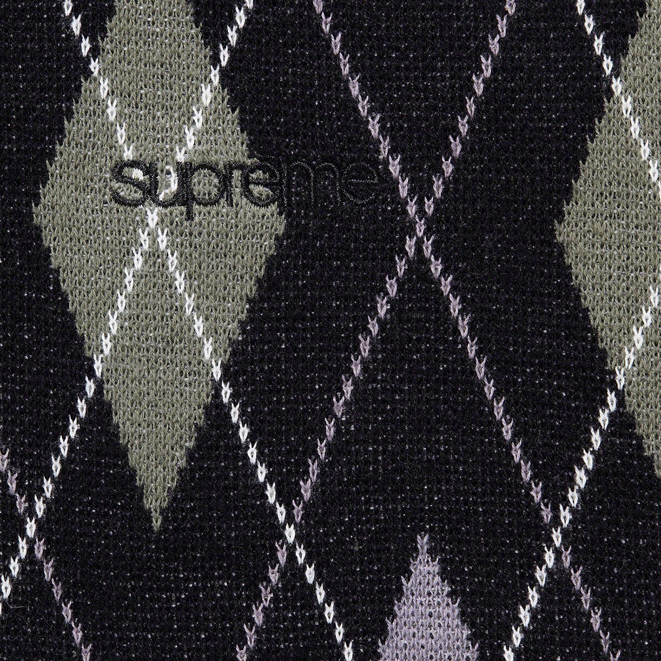 Supreme Argyle Zip Polo (FW21) - Black - $118