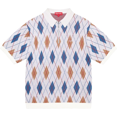 Supreme Argyle Zip Polo - White