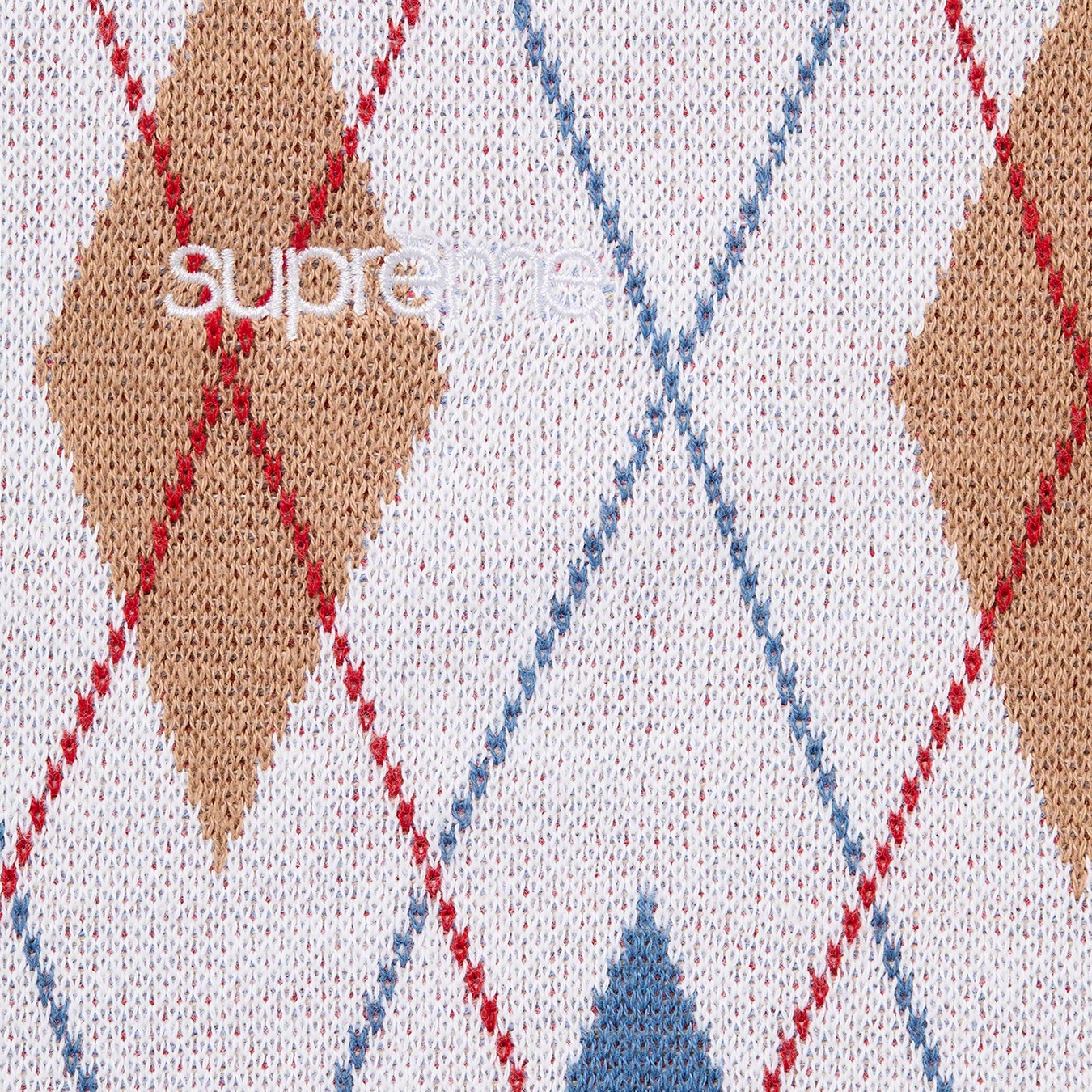 Supreme Argyle Zip Polo (FW21) - White - $118