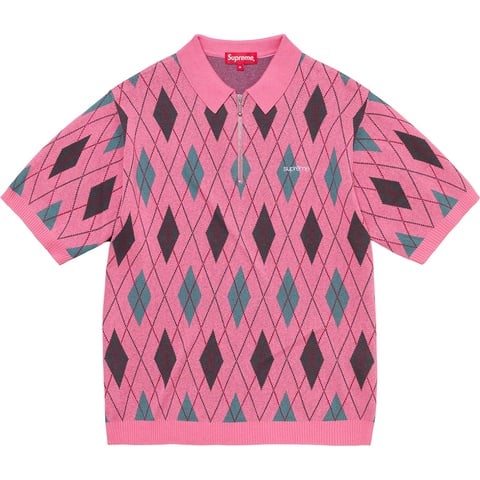 Supreme Argyle Zip Polo - Dusty Magenta