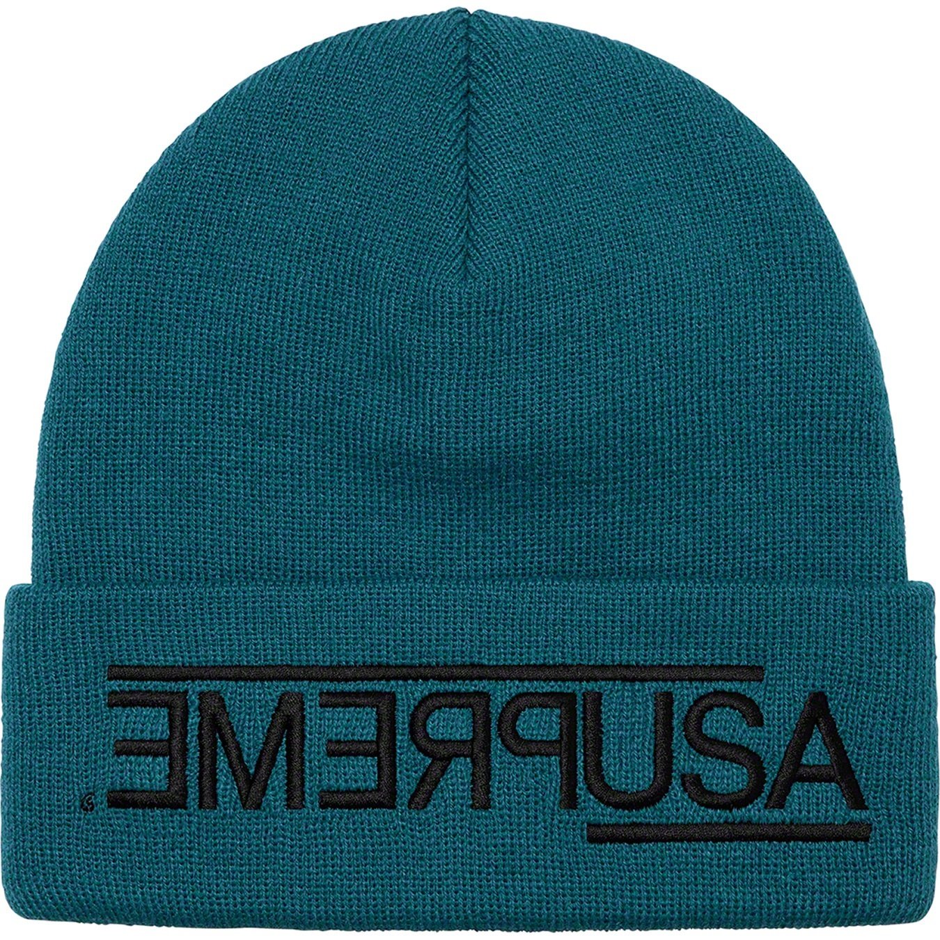 Supreme USA Beanie (FW21) - Work Teal - $38