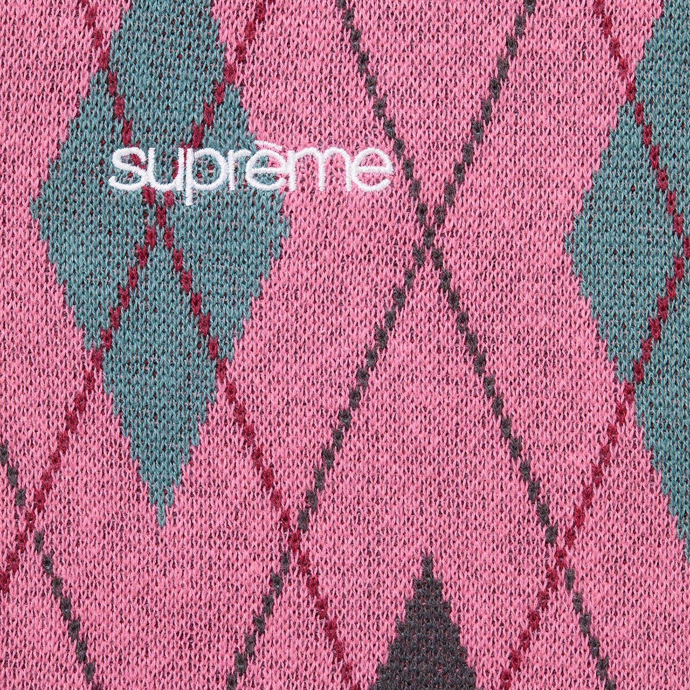 Supreme Argyle Zip Polo (FW21) - Dusty Magenta - $118