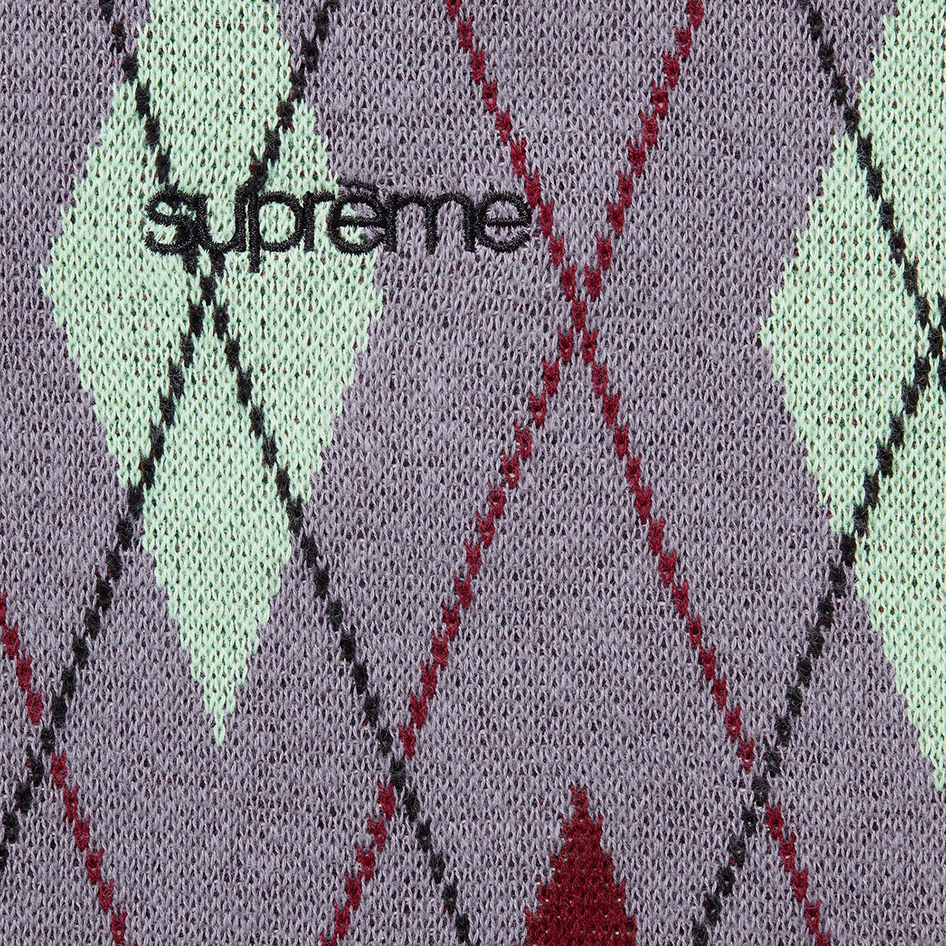 Supreme Argyle Zip Polo (FW21) - Grey - $118