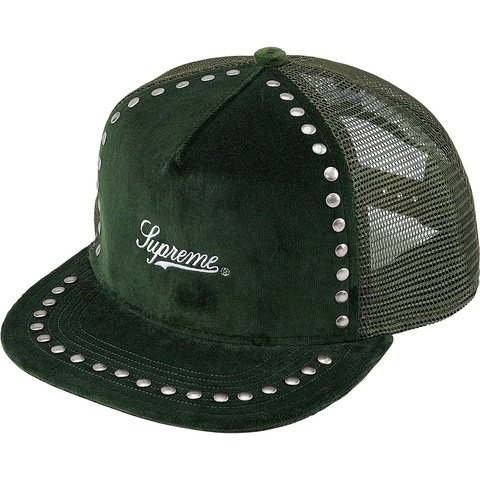 Supreme Studded Velvet Mesh Back 5-Panel - Green
