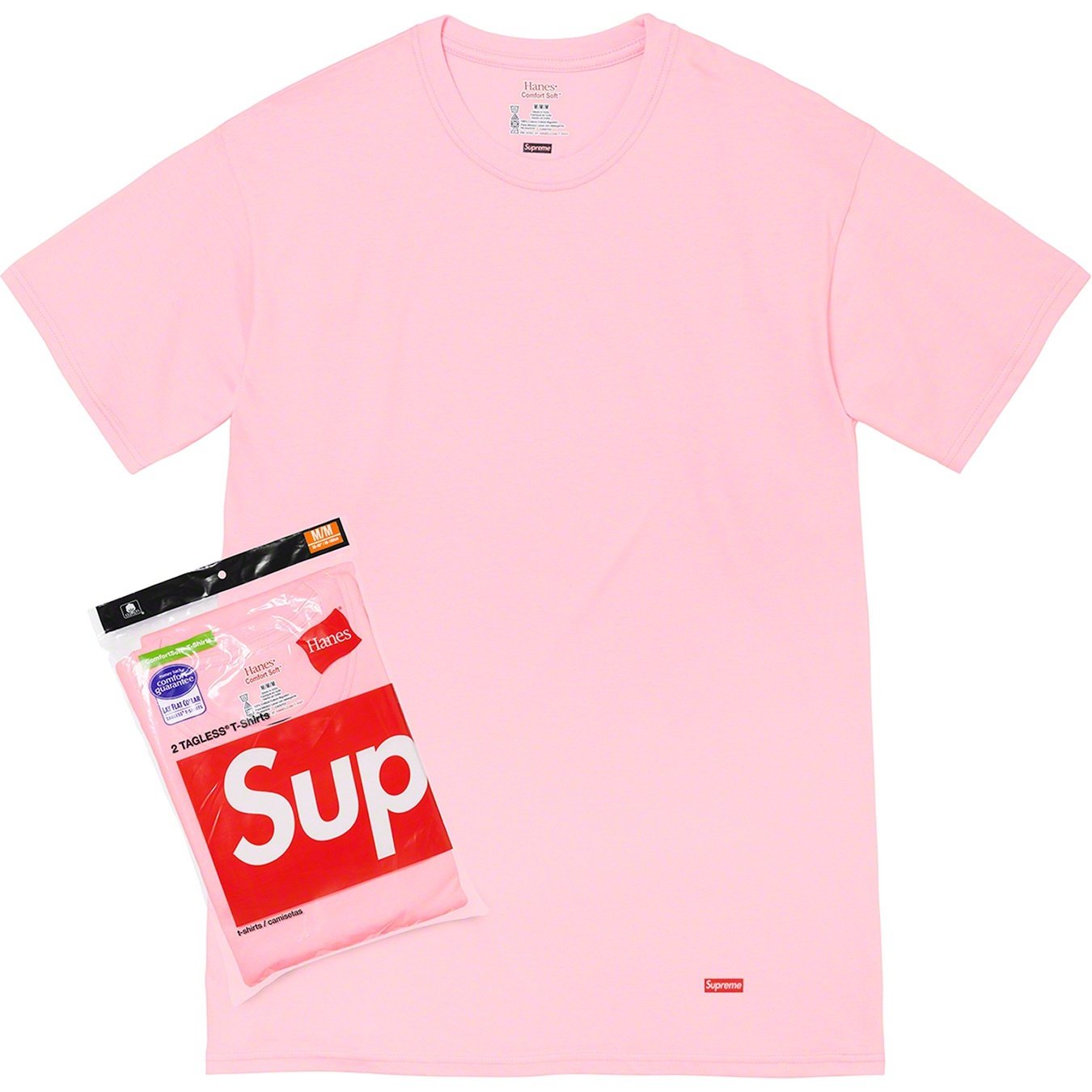 Supreme Supreme Hanes Tagless Tees (2 Pack) (FW21) - Pink - $28