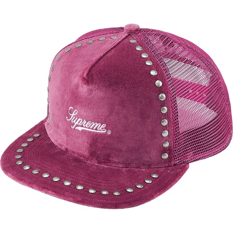 Supreme Studded Velvet Mesh Back 5-Panel - Dusty Pink