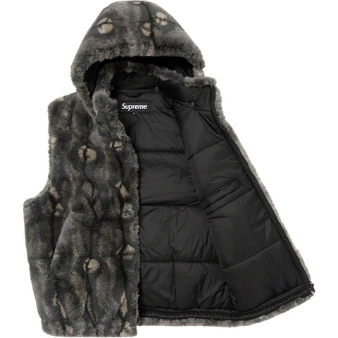 Supreme12AW Hooded Down Vest М Faux Fur Hooded Vest - fall/winter 2021 - Supreme
