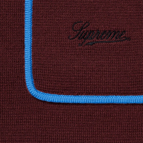 Supreme Chest Stripe Zip Up Cardigan - Burgundy