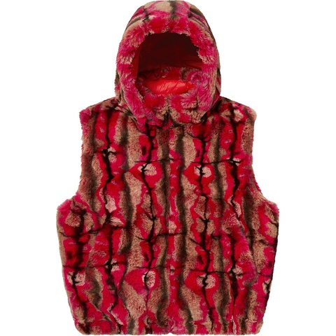 Supreme Faux Fur Hooded Vest - Red