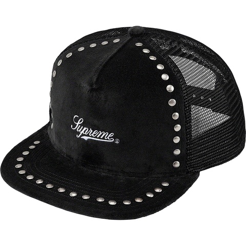 Supreme Studded Velvet Mesh Back 5-Panel - Black