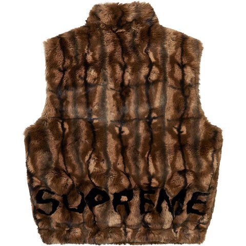 Supreme Faux Fur Hooded Vest - Brown