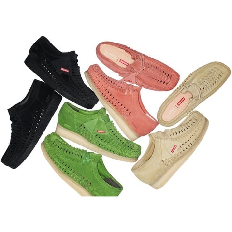 supreme × clarks Woven Wallabee グリーン Supreme x Clarks Originals Wallabee Collaboration | Hypebae