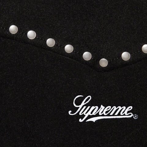 Supreme Studded Velvet Hooded Work Jacket - Black