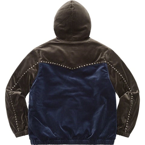Supreme Studded Velvet Hooded Work Jacket - Navy
