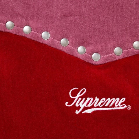 Supreme Studded Velvet Hooded Work Jacket - Red